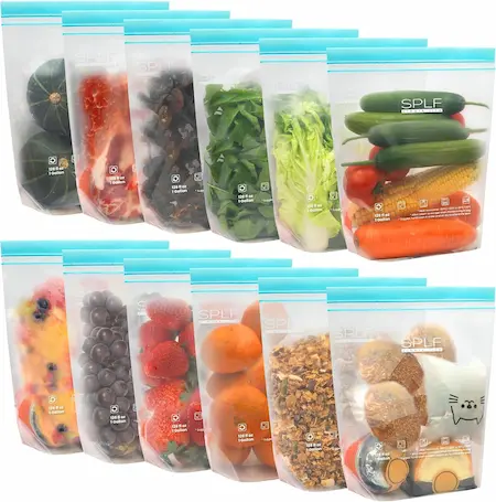 SPLF 12-Pack Reusable Gallon Freezer Bags